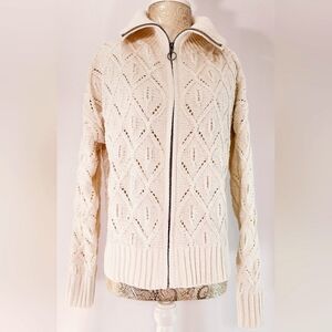 Crave Fame cable-knit zip-up sweater